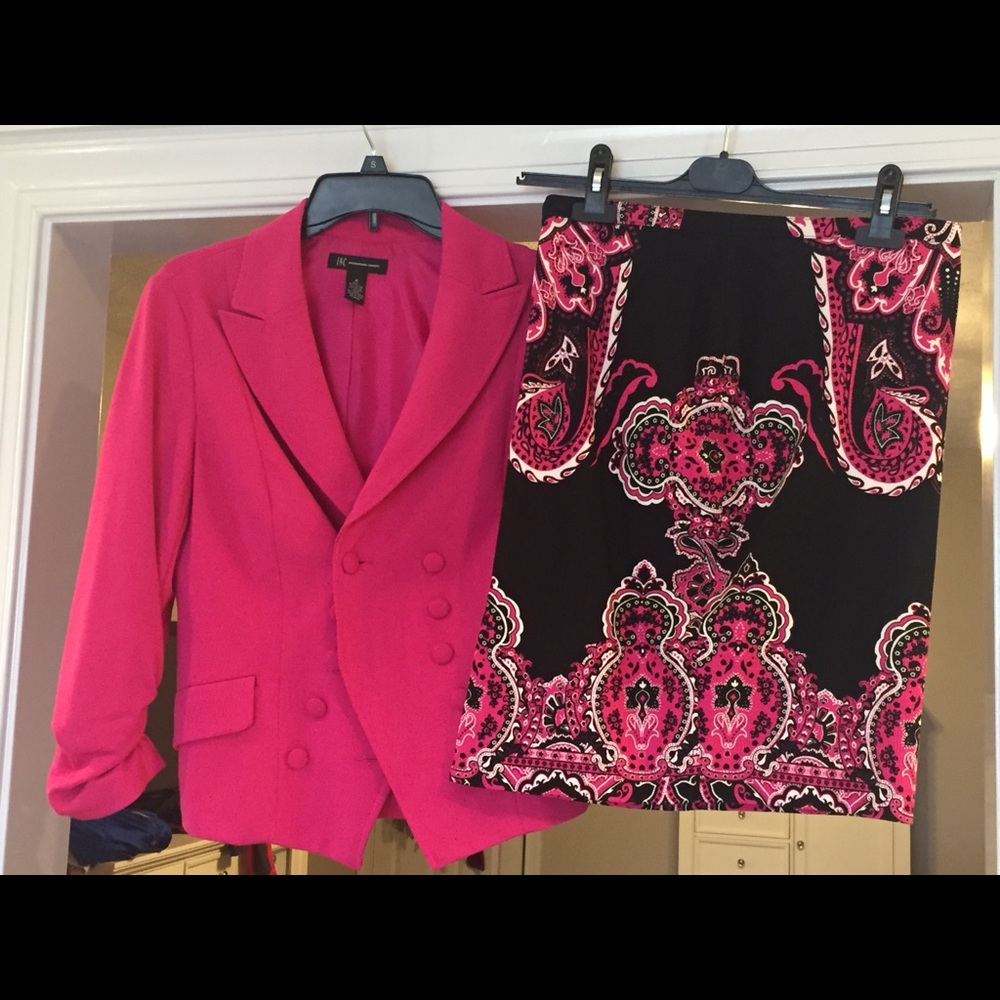 INC Boyfriend Blazer (M) matching skirt (4) NWT